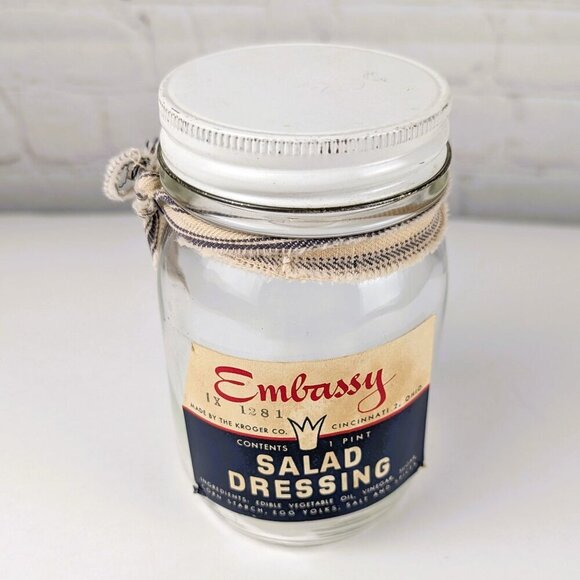 Vintage 60s Embassy Salad Dressing Jar - Picture 2 of 8